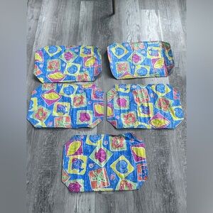 Vintage Placemats Set of 5 Vinyl Seashells 
Bright Hexagon Kitsch Wipe Off